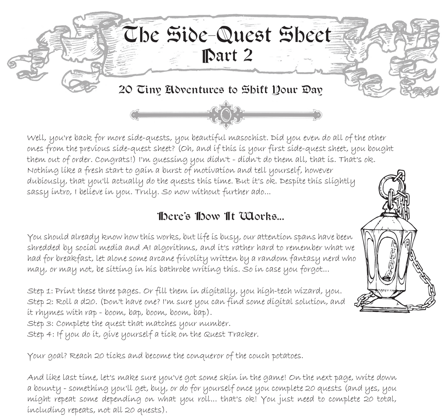 The Side-Quest Sheet: Part 2